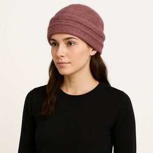 Anita Pineault Vintage Angora Rabbit Hair Wool Blend Dusty Rose Pink Purple  Hat